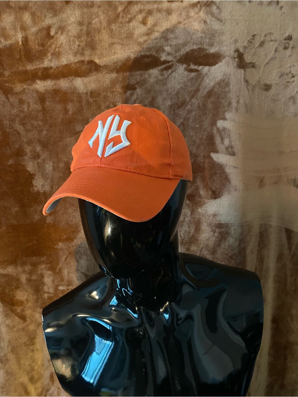 Unisex Orange Baseball Cap with White Raised Logo